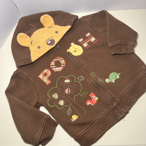 Vintage Disney Winnie The Pooh Fall Zip Up Jacket Hood With Bear Ears Fall y2k - Picture 1 of 7